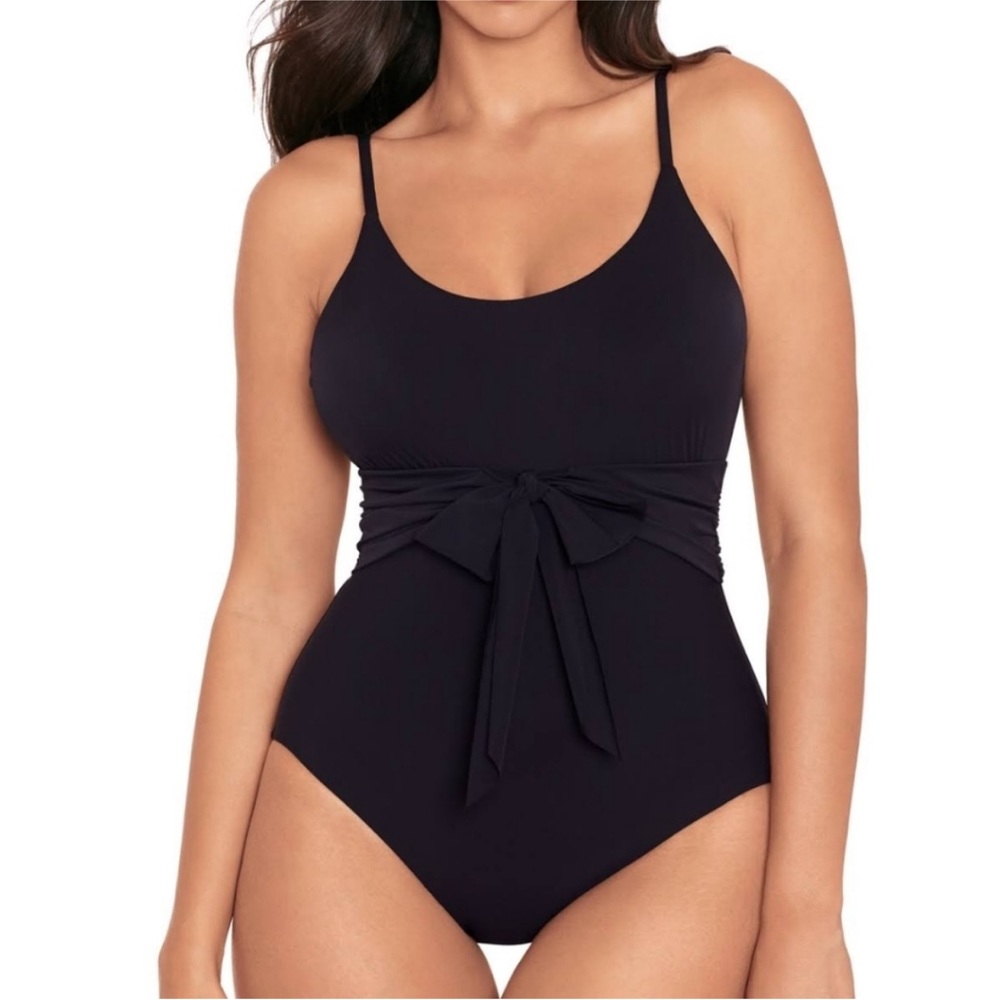 SKINNY DIPPERS Jelly Beans Kate Bow Swimsuit One Piece Bathing Suit Blac…